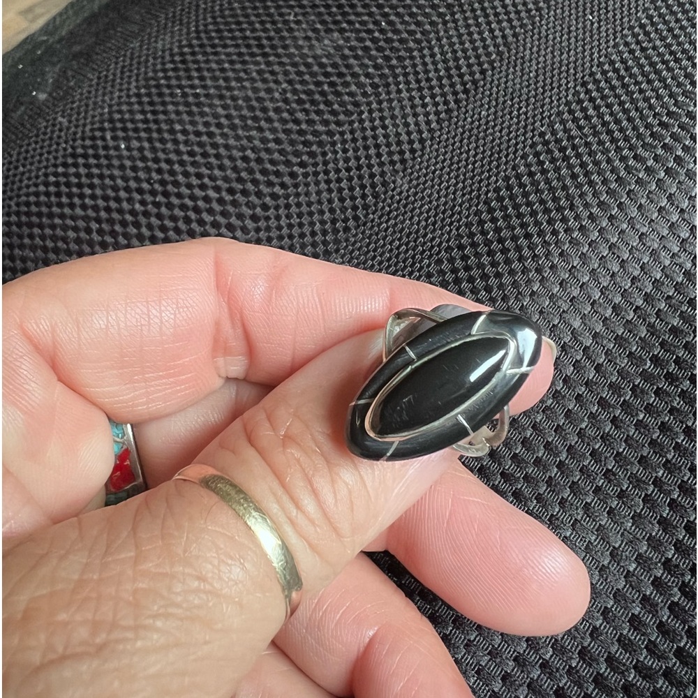 Onyx sterling silver ring